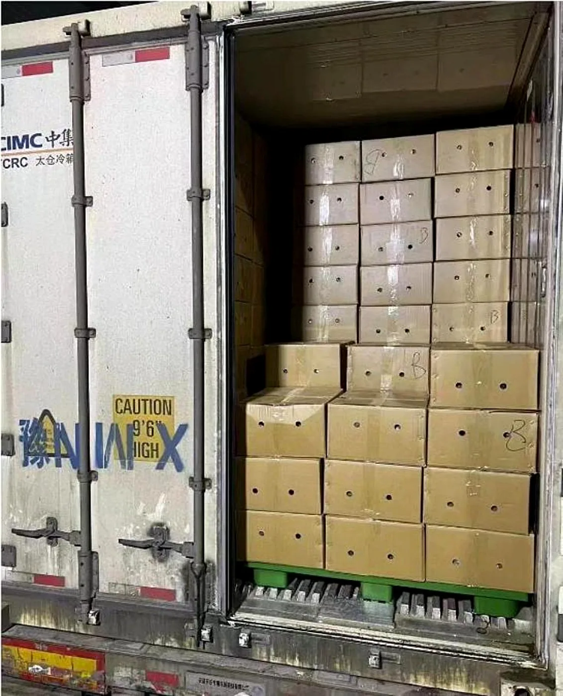 Reefer container being loaded