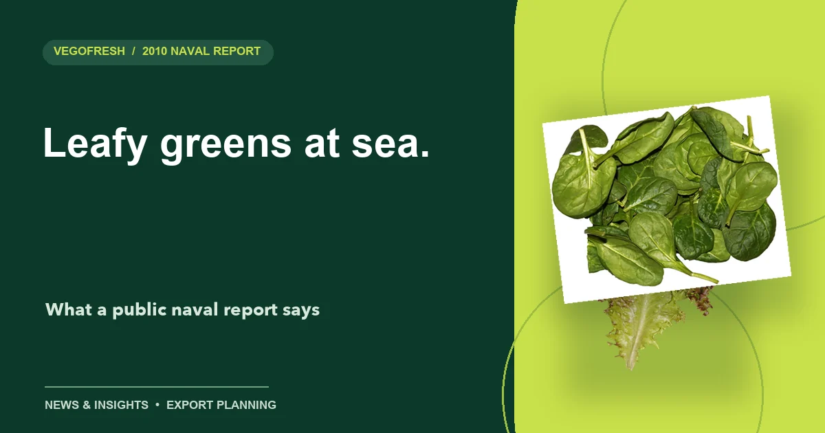 Spinach and lettuce illustration with the headline Leafy greens at sea.